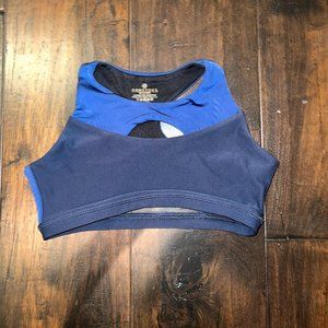 Honeycut Blue Mesh Out Crop Dance Top